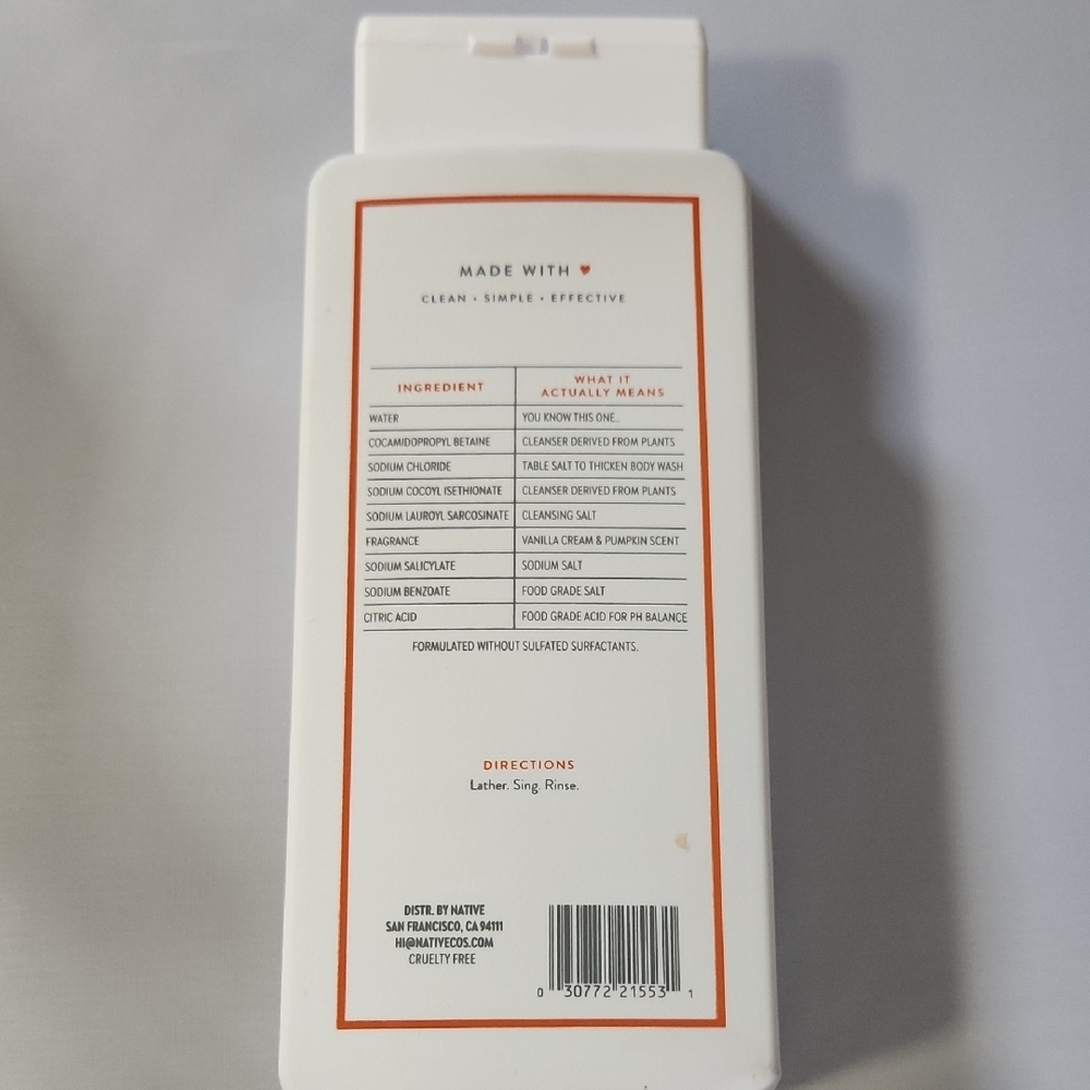 Native Vanilla Cream & Pumpkin Body Wash Limited Edition Scent - Picture 3 of 5